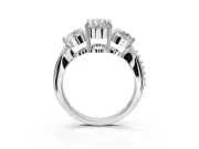 Oval Three Stone Engagement Ring Setting | Tapered Pave Band | Platinum