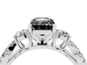 Emerald Cut Three Stone Engagement Ring Setting for a Black Center | Split Shank | Sterling Silver