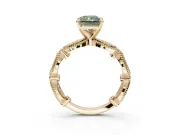 Radiant Cut Vintage Engagement Ring Setting for a Fancy Green Lab-Grown Diamond | Graduated Stations | Yellow Gold
