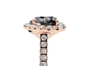 Heart-Shaped Halo Engagement Ring Setting for a Black Center | Tapered Band | Rose Gold