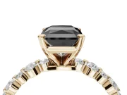 Radiant Cut Pavé Engagement Ring Setting for a Black Center | Alternating Accents | Yellow Gold