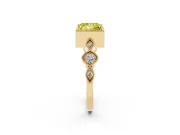 Fancy Yellow Princess Cut Diamond Vintage-Inspired Milgrain Ring Set in Yellow gold with Marquise Stations of Round Accents