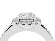 Cushion Cut Pave Halo Engagement Ring Setting | Pave Band | Platinum