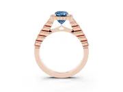 Radiant Cut Milgrain Halo Engagement Ring Setting for a Fancy Blue Lab-Grown Diamond | Beaded Shoulders | Rose Gold
