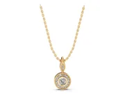Round Lab-Grown Diamond Vintage Halo Pendant Necklace | Bezel and Milgrain | Yellow Gold