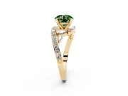 Round Bypass Engagement Ring Setting for a Fancy Green Lab-Grown Diamond | Yellow Gold