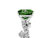 Fancy Green Radiant Cut Diamond Solitaire Twisted Band Set in White gold with Pavé Setting