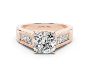 Cushion Cut Channel-Set Engagement Ring Setting | Princess Side Stones | Rose Gold