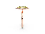 Fancy Yellow Marquise Cut Diamond Halo Solitaire Ring Set in Rose gold with Pavé Band and Prong Setting