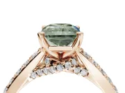 Radiant Cut Pavé Solitaire Engagement Ring Setting for a Fancy Green Lab-Grown Diamond | Crossover Gallery | Rose Gold