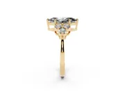 Marquise Cluster Side Stone Engagement Ring Setting for a Black Center | Plain Band | Yellow Gold