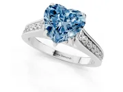 Heart-Shaped Graduated Pavé Engagement Ring Setting for a Fancy Blue Lab-Grown Diamond | Platinum