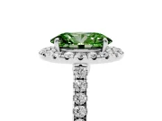 Oval Halo Engagement Ring Setting for a Fancy Green Lab-Grown Diamond | Pave Shoulders | White Gold