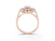 Emerald Cut Floral Double Halo Engagement Ring Setting | Plain Band | Rose Gold