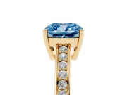 Cushion Cut Pave Solitaire Engagement Ring Setting for a Fancy Blue Lab-Grown Diamond | Accented Basket | Yellow Gold