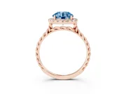 Round Rope Halo Engagement Ring Setting for a Fancy Blue Lab-Grown Diamond | Rose Gold