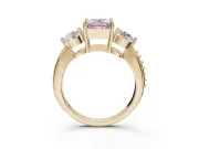 Princess Cut Three Stone Engagement Ring Setting for a Fancy Pink Lab-Grown Diamond | Tapered Pave Band | Yellow Gold