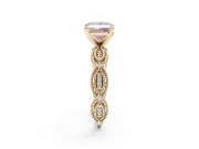 Princess Cut Vintage Engagement Ring Setting for a Fancy Pink Lab-Grown Diamond | Graduated Stations | Yellow Gold