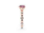 Fancy Pink Heart Cut Diamond Solitaire Ring Set in Rose gold with Bezel-Set Accents on Beaded Band and Prong Setting