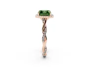 Asscher Cut Twist Halo Engagement Ring Setting for a Fancy Green Lab-Grown Diamond | Rose Gold