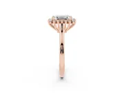 Emerald Cut Starburst Halo Engagement Ring Setting | Thin Plain Band | Rose Gold