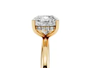 Cushion Cut Diamond Solitaire Engagement Ring Set in Yellow gold with Prong Setting and Polished Band