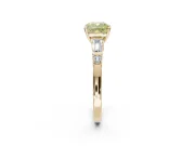 Cushion Cut Tapered Baguette Engagement Ring Setting for a Fancy Yellow Lab-Grown Diamond | Bar Set Sides | Yellow Gold