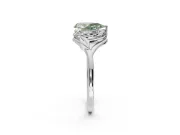 Pear-Shaped Leaf Bypass Solitaire Engagement Ring Setting for a Fancy Green Lab-Grown Diamond | Sterling Silver