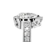 Pear-Shaped Vintage Milgrain Halo Engagement Ring Setting | Wide Pavé Band | Platinum