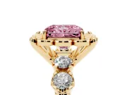 Radiant Cut Floral Engagement Ring Setting for a Fancy Pink Lab-Grown Diamond | Petal Frame | Yellow Gold