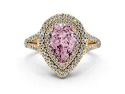 Pear-Shaped Halo Engagement Ring Setting for a Fancy Pink Lab-Grown Diamond | Yellow Gold - Design NV-24799