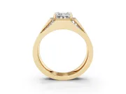Emerald Cut Men's Graduated Baguette Engagement Ring Setting | Raised Frame Head | Yellow Gold