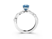 Radiant Cut Twisted Pavé Engagement Ring Setting for a Fancy Blue Lab-Grown Diamond | Bar Stations | White Gold