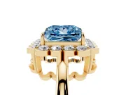 Princess Cut Halo Engagement Ring Setting for a Fancy Blue Lab-Grown Diamond | Yellow Gold - Design NV-24719