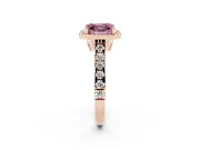 Asscher Cut Accented Halo Engagement Ring Setting for a Fancy Pink Lab-Grown Diamond | Rose Gold