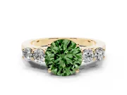 Round Close Set Five Stone Engagement Ring Setting for a Fancy Green Lab-Grown Diamond | Yellow Gold