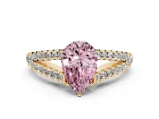 Pear-Shaped Graduated Split Shank Engagement Ring Setting for a Fancy Pink Lab-Grown Diamond | Yellow Gold
