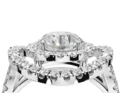 Round Double Halo Split Shank Engagement Ring Setting | Multi-Row Pavé | White Gold