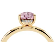 Pear-Shaped Hidden Halo Ring Setting for a Fancy Pink Lab-Grown Diamond | Yellow Gold
