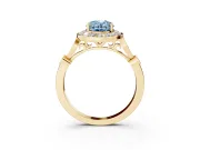 Oval Halo Engagement Ring Setting for a Fancy Blue Lab-Grown Diamond | Bezel Stations | Yellow Gold
