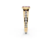 Emerald Cut Half Bezel Engagement Ring Setting for a Fancy Pink Lab-Grown Diamond | Yellow Gold