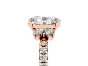 Oval Side Stone Pave Engagement Ring Setting | Paired Round Accents | Rose Gold