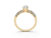 Marquise Multi Row Pave Solitaire Engagement Ring Setting | Domed Shoulders | Yellow Gold