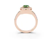 Emerald Cut Milgrain Halo Engagement Ring Setting for a Fancy Green Lab-Grown Diamond | Pavé Shoulders | Rose Gold