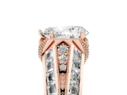 Pear Cut Diamond Vintage-Inspired Milgrain Ring Set in Rose gold with Accent Split Shank