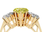 Heart-Shaped Three Stone Engagement Ring Setting for a Fancy Yellow Lab-Grown Diamond | Beaded Shoulders | Yellow Gold