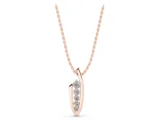 Round Lab-Grown Diamond Graduated Bar Set Curved Pendant Necklace | Open U Frame | Rose Gold
