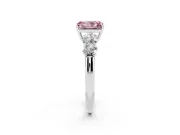 Radiant Cut Five Stone Engagement Ring Setting for a Fancy Pink Lab-Grown Diamond | Prong Set Side Stones | White Gold