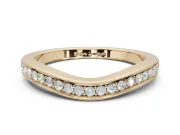 Round Lab-Grown Diamond Contoured Pavé Wedding Band | Smooth Polished Edges | Yellow Gold