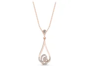 Round Lab-Grown Diamond Pavé Swirl Teardrop Pendant Necklace | Open Drop | Rose Gold